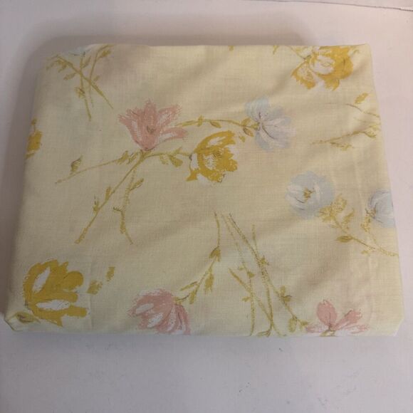 Vintage Dan River Tranquale Flat‎ Sheet Double Size Floral Print No Iron Muslin - Picture 1 of 4